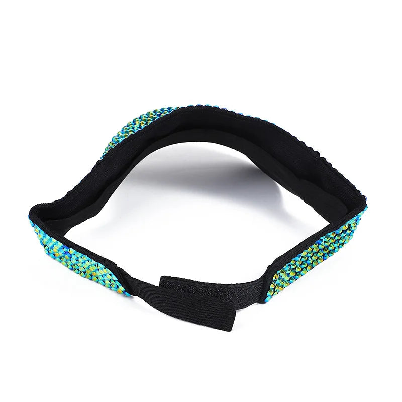 Rhinestone Empty Top Cap Casual Women Sun Visor