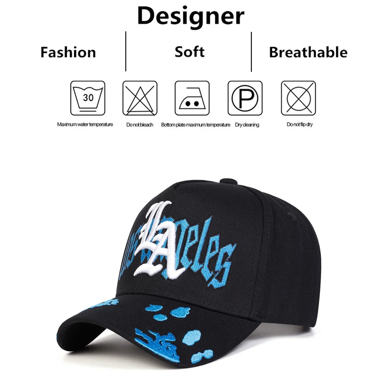 Unisex Gothic La Losangeles Embroidery Baseball Caps Spring Autumn Sports Cap