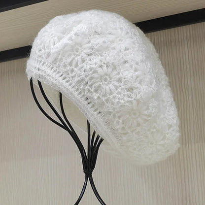 New Winter Crochet Beret For Women Wool Knit Hat