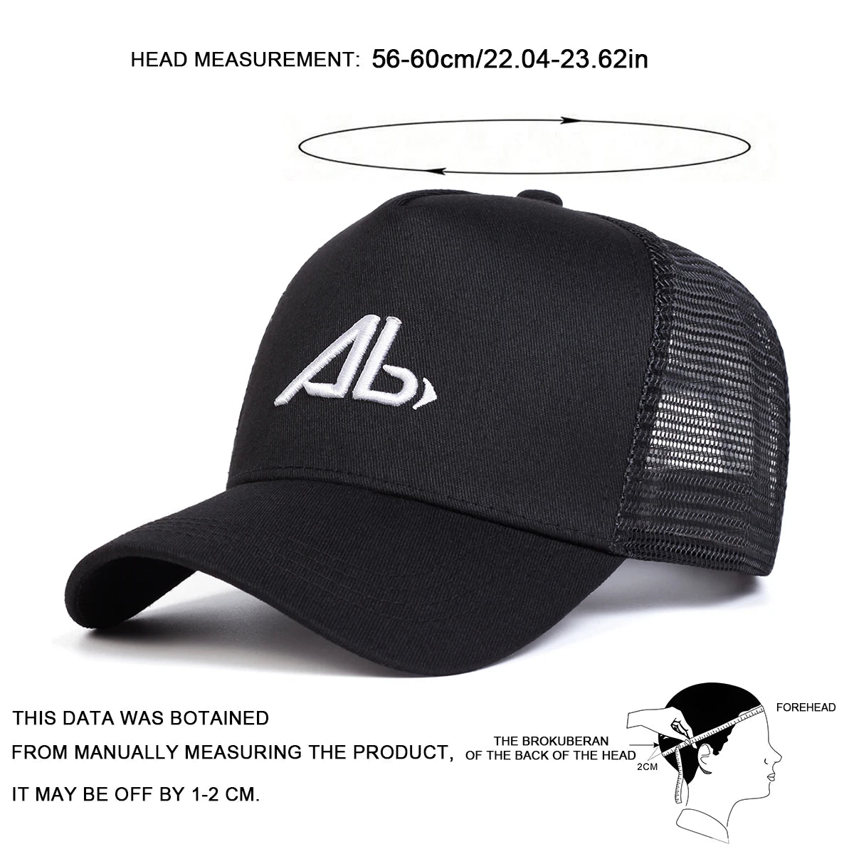 Unisex AB Letter Embroidery Baseball Net Caps