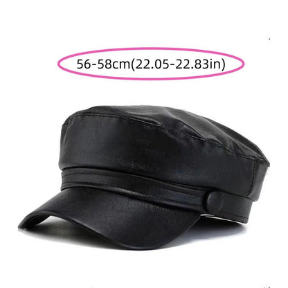 Fashion PU Leather Berets Solid Color Leisure Sun Hats