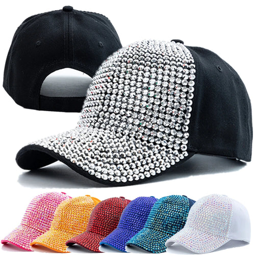 Women Diamond Inlay Cap Simple Plain Baseball Cap Female