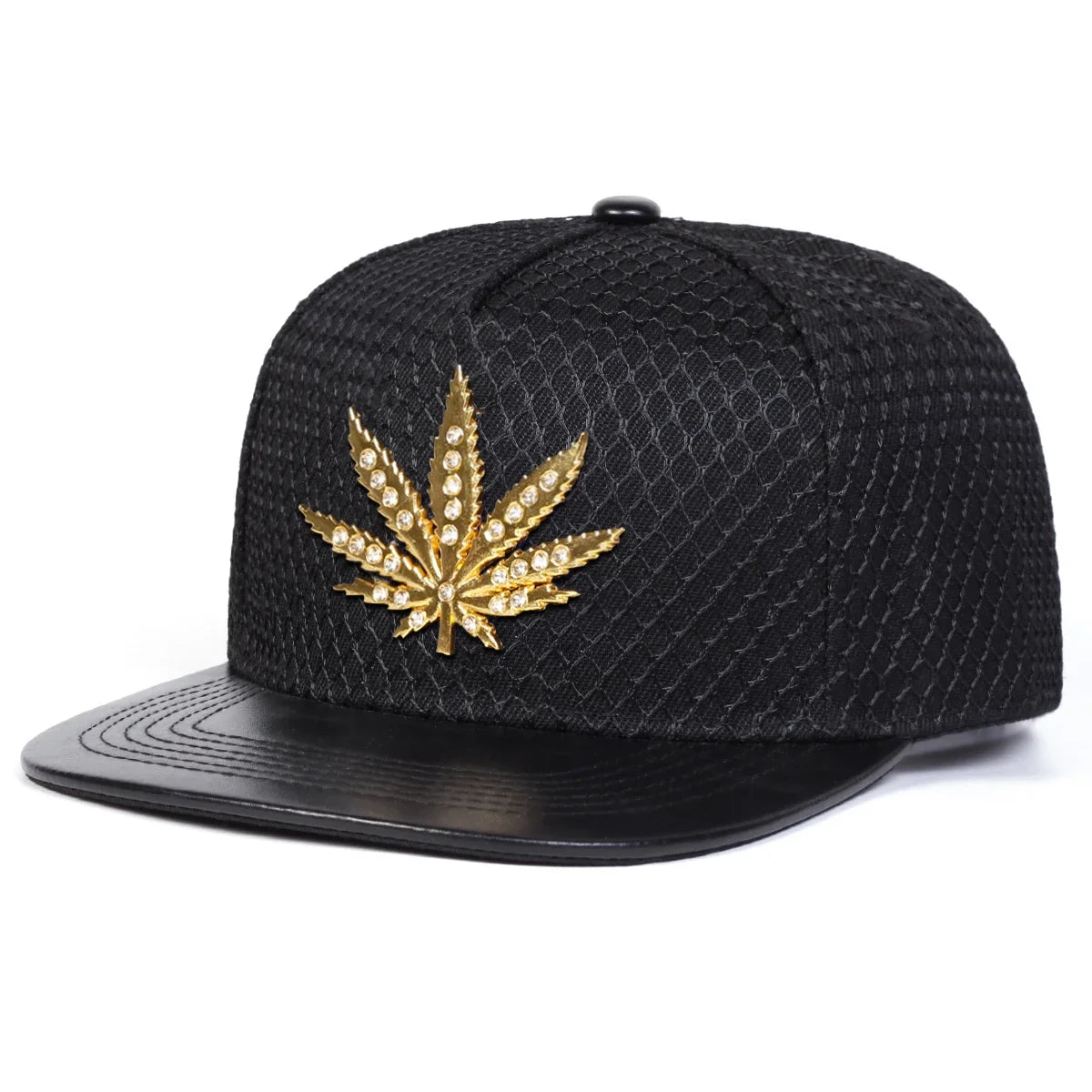 Unisex Diamond Hemp Leaf Label Hip-Hop Hats Spring Autumn