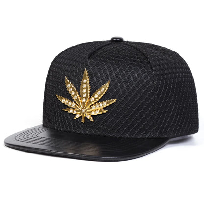 Unisex Diamond Hemp Leaf Label Hip-Hop Hats Spring Autumn