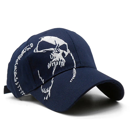 Embroidered Skull Cap For Men Cotton Sports Baseball Caps Fashion Black Pattern