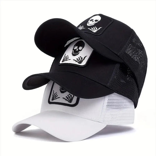 Unisex Skull Finger 666 Embroidery Baseball Net Caps Spring and Summer