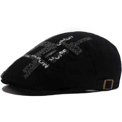 Letter Label Men Berets Fashion Embroidery Vintage Newsboy Cap