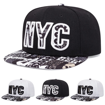 Fashion Hip Hop Hat NYC Graffiti Embroidery Street Skateboarding Hat Daily Leisure Sunshade Baseball Hat Flat Edge Hat