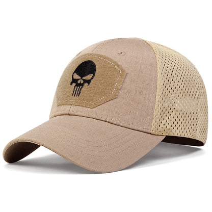 Unisex Skull Embroidered Top With Patch Breathable Baseball Caps Adjustable Sunscreen Hat