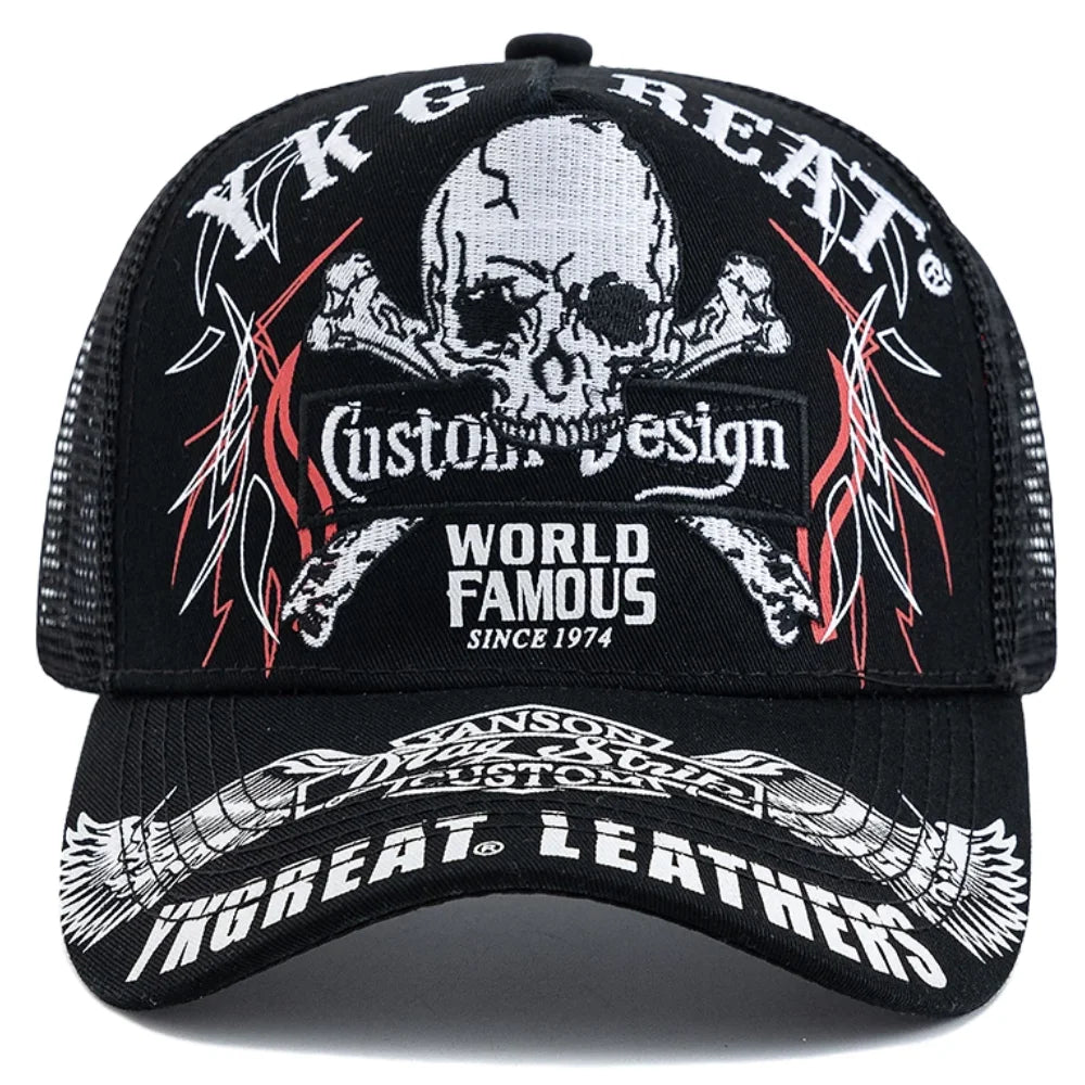 Unisex Punk Style Cap Skull Embroidery Baseball Hat