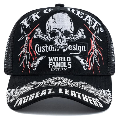 Unisex Punk Style Cap Skull Embroidery Baseball Hat