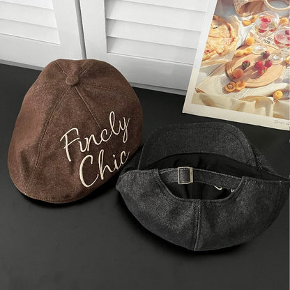 Ins Personalized Letters Embroidered Denim Berets