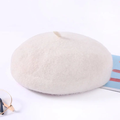Wool Beret Hat Women Retro Knitted Warm Winter Unisex Painter Cap