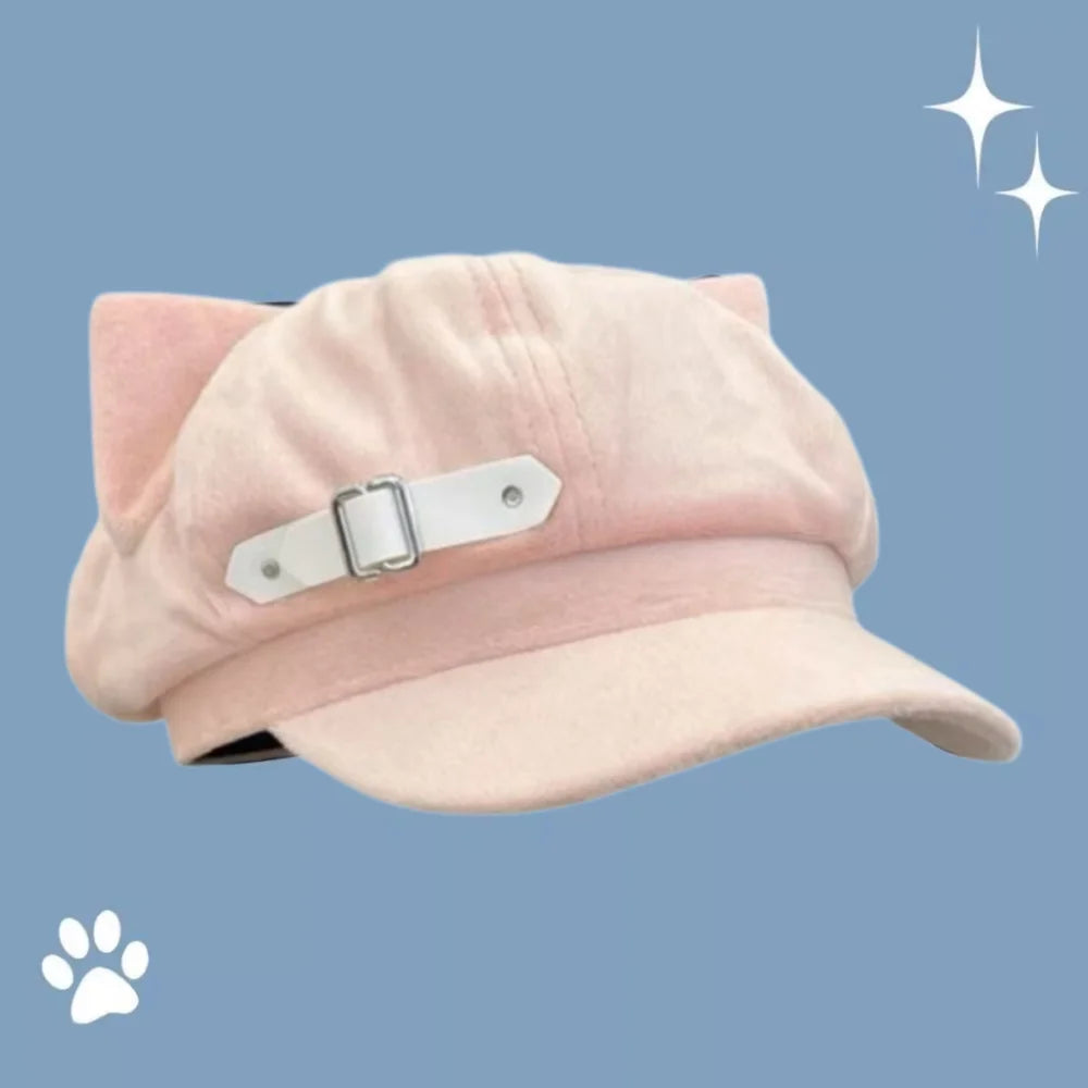 2026 Cute Cat Ears Women's Beret Anime Cat