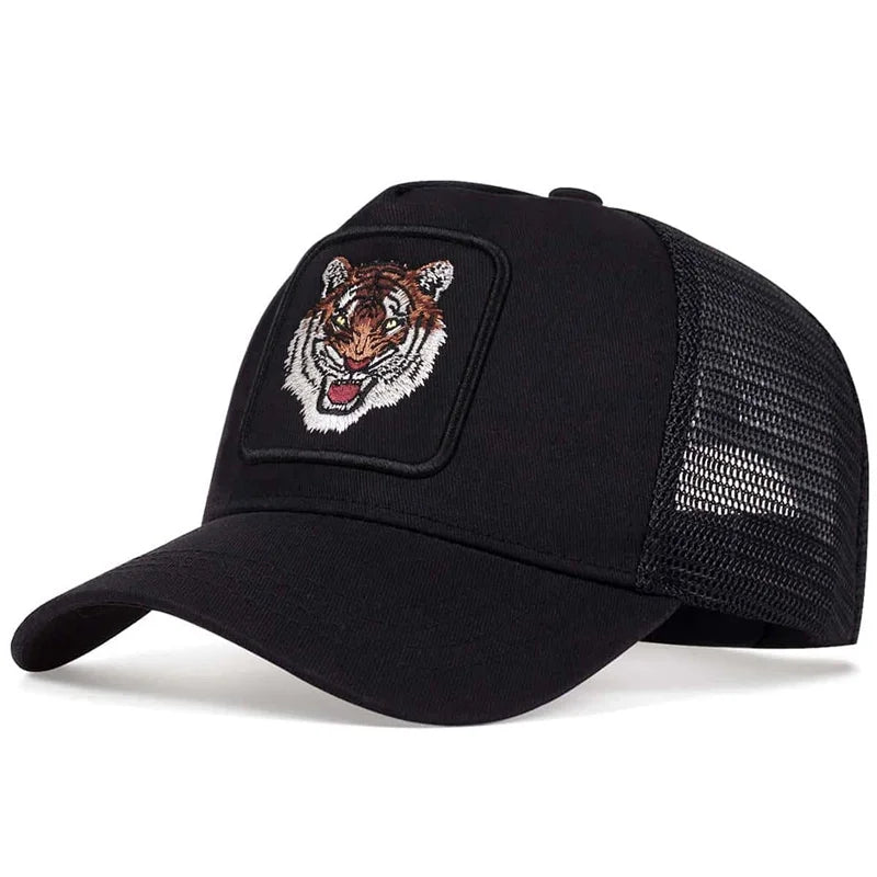 Unisex Tiger Embroidery Baseball Net Caps Spring and Summer