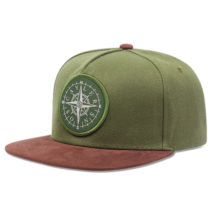 Fashion New NSWE Compass Flat Edge Hat Men Retro Street Hip Hop Hat Women Decorative Color Blocked Hat