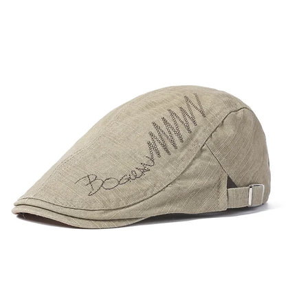 Four Seasons Cotton Letter Embroidery Newsboy Caps