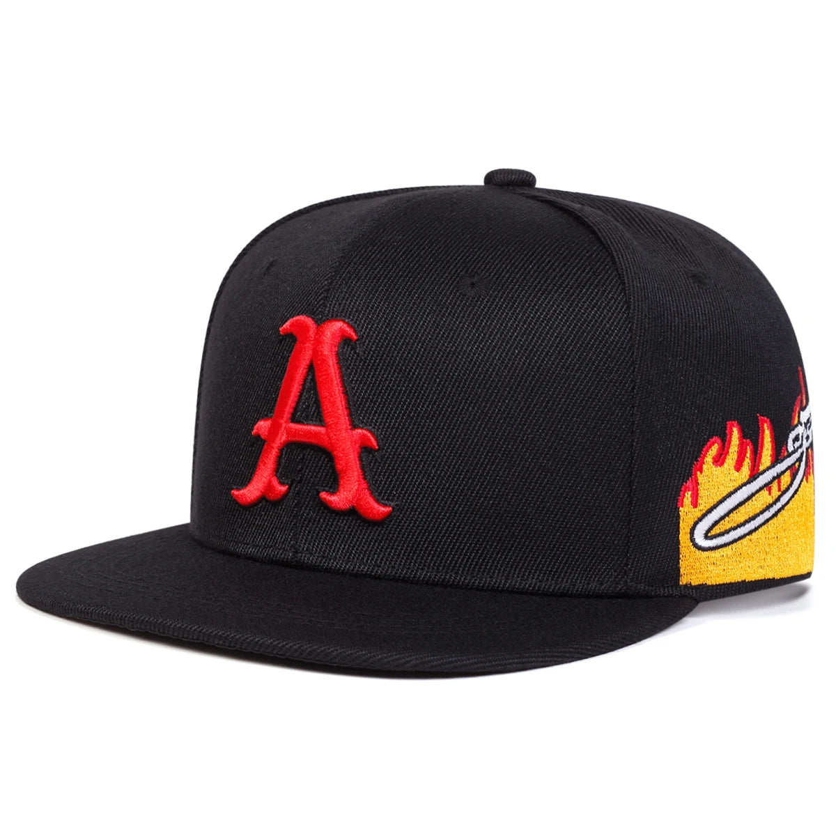 Unisex A Letter Embroidery Side Flame Hip-hop Hats Spring Autumn