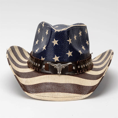 American Flag Cowboy Hat For Women Men Patriotic Western Cap