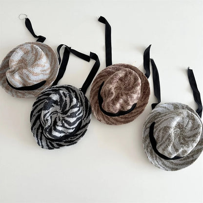 2-6Y Autumn Children Jazz Hat Fedora Style Zebra Stripe Print Hat