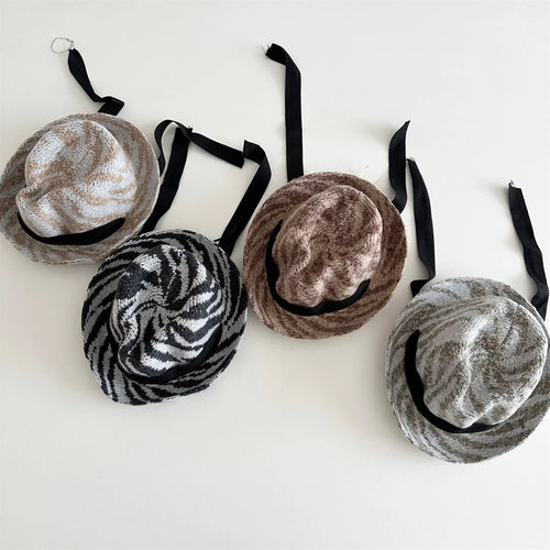 2-6Y Autumn Children Jazz Hat Fedora Style Zebra Stripe Print Hat