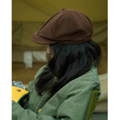 Japanese Street Corduroy Progressive Hat Women's Autumn Beret Painter Hat