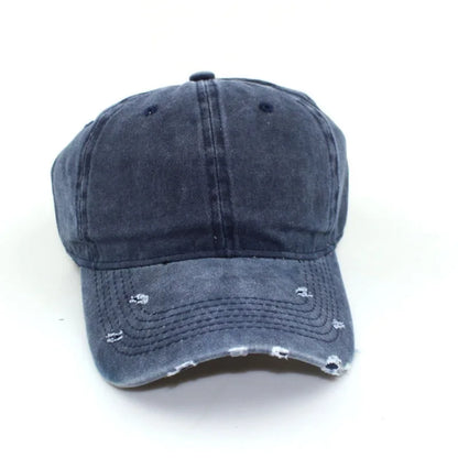 1pc Solid Distressed Perforated Mesh Washed Baseball Cap