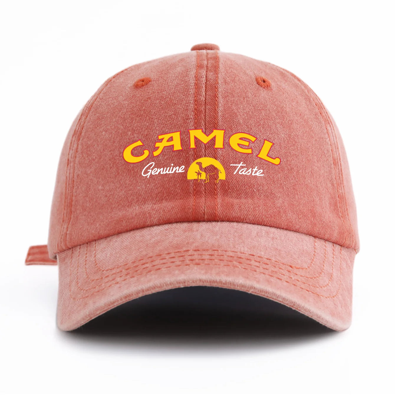 Camel Print Washed Baseball Cap For Adults, Minimalist Retro Style Casual Soft