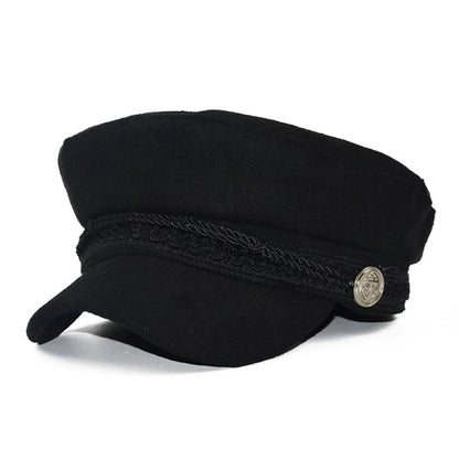 Fashion Women Men Spring Autumn Sailor Black Ladies Beret Top Captain Cap