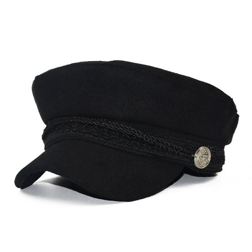 Fashion Women Men Spring Autumn Sailor Black Ladies Beret Top Captain Cap