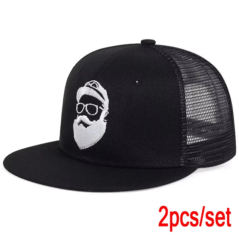 Unisex Uncle Beard Embroidery Hip Hop Net Hats Outdoor Adjustable Casual Baseball Caps Sunscreen Hat