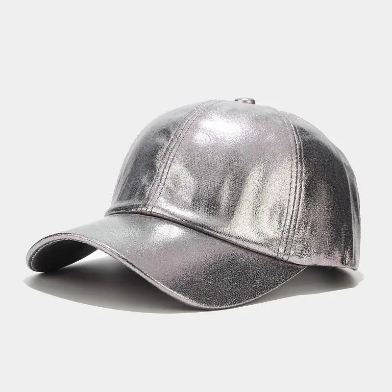 Glossy Pu Leather Baseball Caps For Women Men