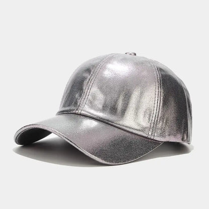 Glossy Pu Leather Baseball Caps For Women Men