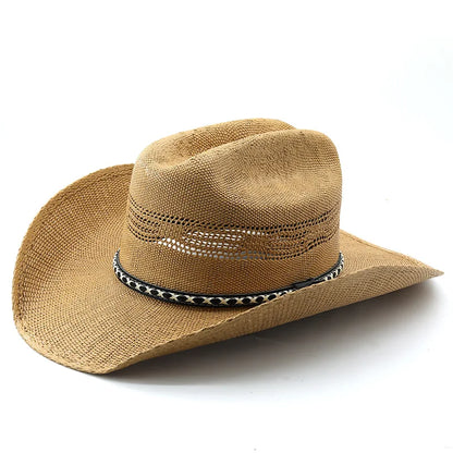 Handwoven Braided Fedora Hat - Breathable Western Cowboy & English Style