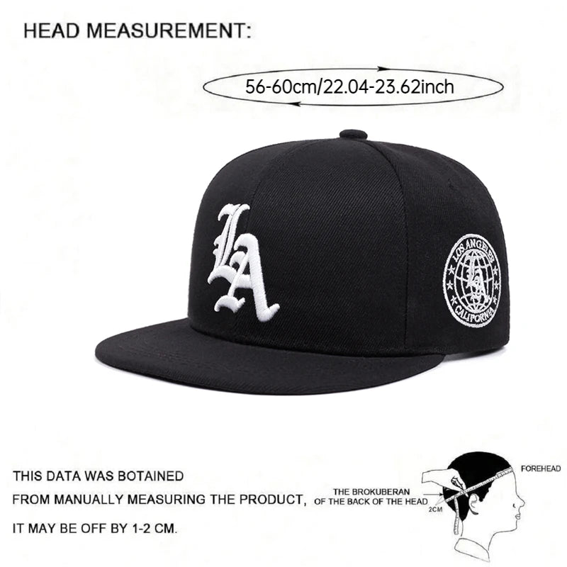 New Los Ange Earth Letter Embroidered Cotton Flat Edge Hat Baseball Hat Sunshade Hat Outdoor HipHop Hat