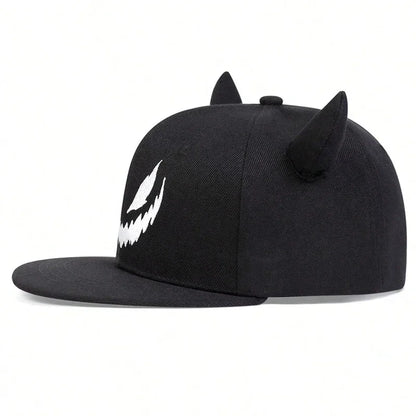 Unisex Smiling Face And Cow Horn Personality Hip-hop Hats Spring Autumn