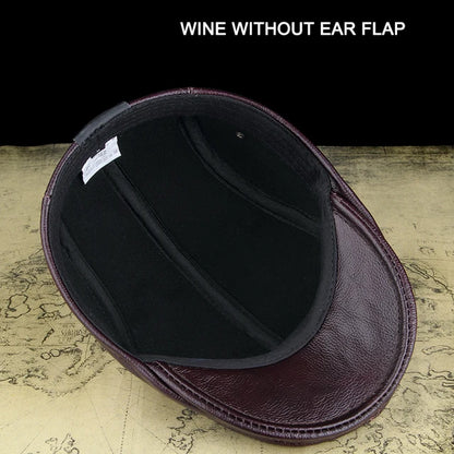 Men's Outdoor Leather Hat Winter Berets Male Warm Ear Protection Cap