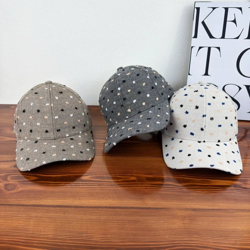 Retro Embroidered Colorful Dot Baseball Cap