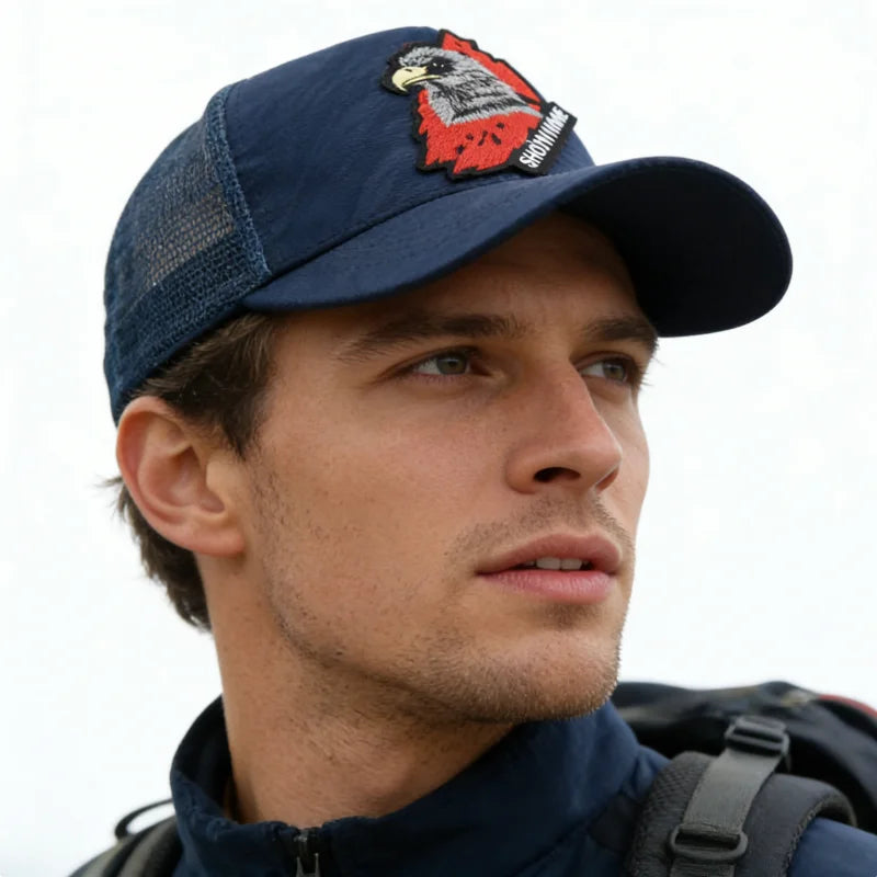 Breathable  Baseball Cap With Eagle Embroidery, Personalized Design, Unisex, Suitable For Daily Casual Outdoor Use, Sunshade Mesh Cap