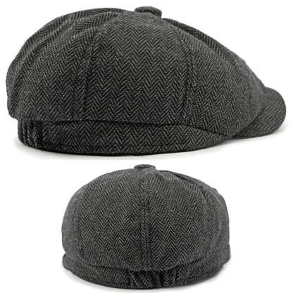 Twill Flat Cap For Men Women Herringbone Newsboy Caps British Style Octagonal Hat