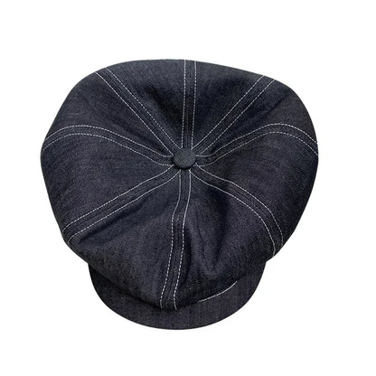 High Quality Newsboy Caps Men Women Black Beret British Gatsby Cap Spring Autumn Denim Fabric Hat