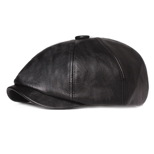 2025 Autumn And Winter Leather Solid Newsboy Caps