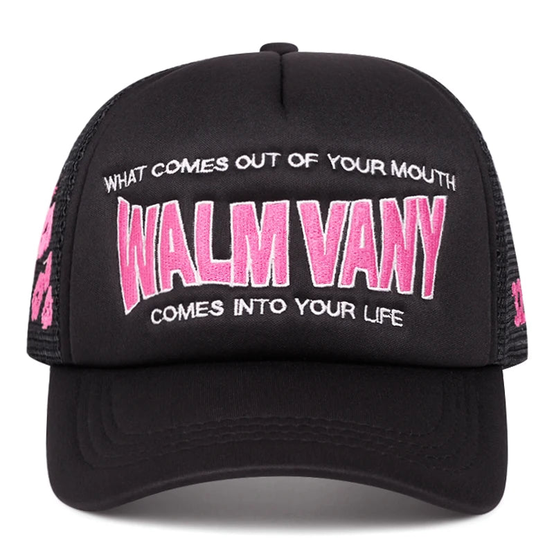 Mesh Hat Wam Vany Side Lipprint Embroidery Outdoor Leisure Sports