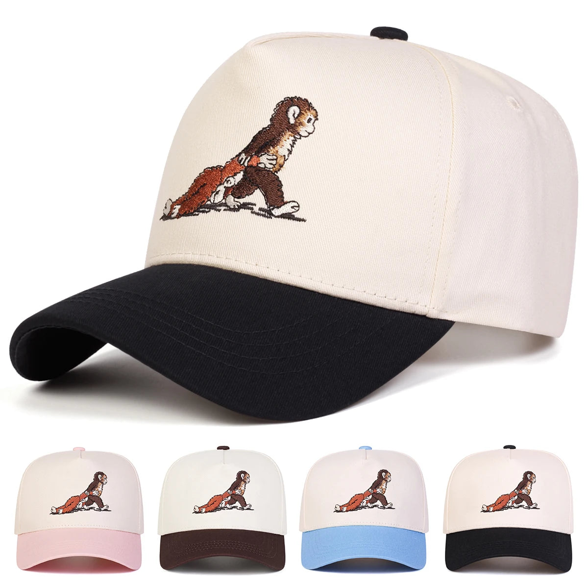 Unisex Monkey Embroidery Baseball Caps Spring Autumn