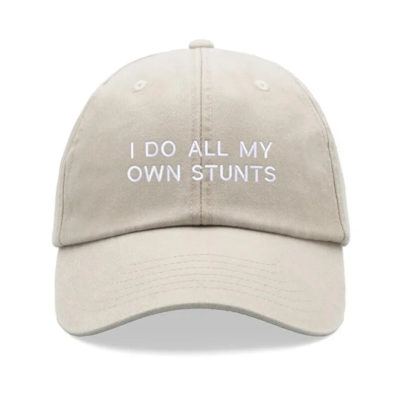 1pc "I Do All My Own Stunts" Baseball Caps Men Vintage Washed Dad Hat