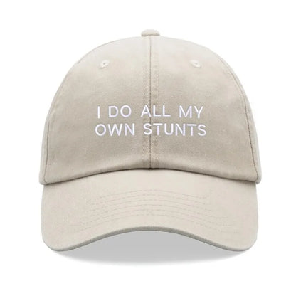 1pc "I Do All My Own Stunts" Baseball Caps Men Vintage Washed Dad Hat
