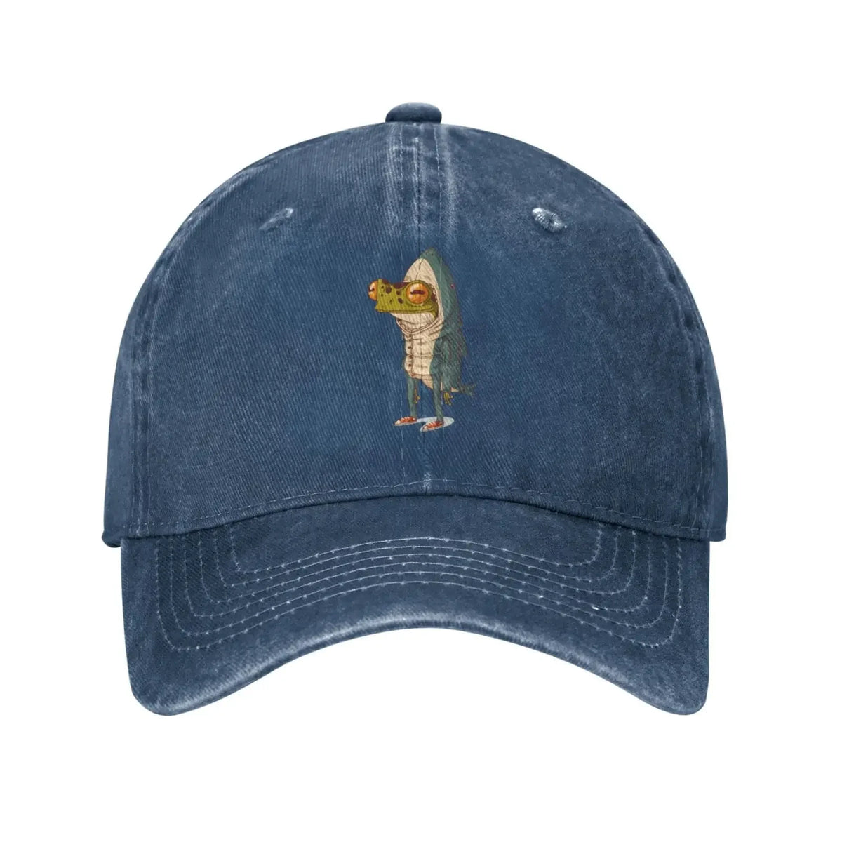 Frog Shark Adjustable Washed Denim Cotton Low Profile Men Dad Trucker Hat