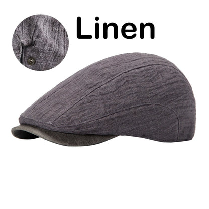 Linen Berets Hats For Men Summer Breathable Newsboy Caps