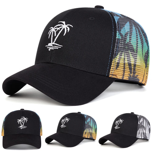 Unisex Coconut Tree Embroidery Baseball Net Caps Spring and Summer