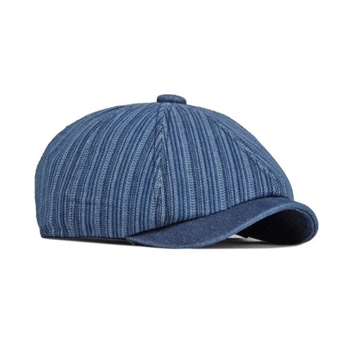 Striped Washed Denim Hats For Men Boinas Newsboy Caps